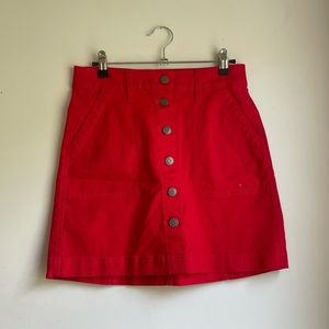J. Crew Red Button Up Skirt